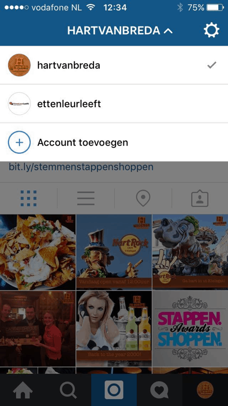 meerdere instagram account beheren menu